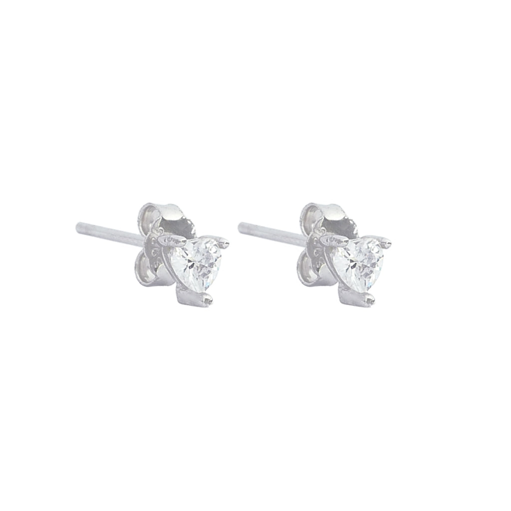 Cristallo Heart Studs Silver
