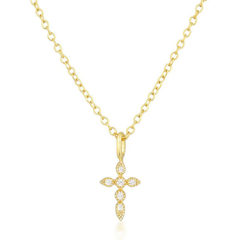 Cristallo Cross Necklace Gold