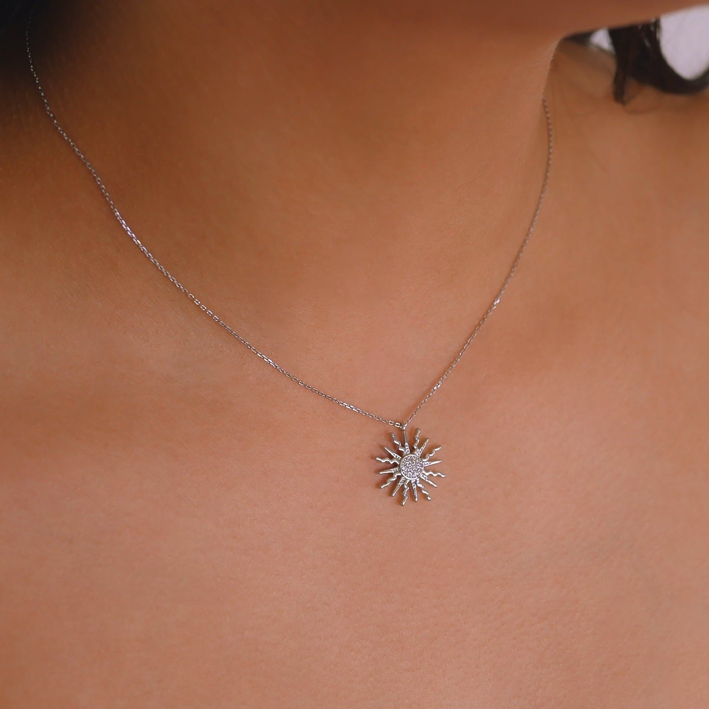 Sun Necklace Silver